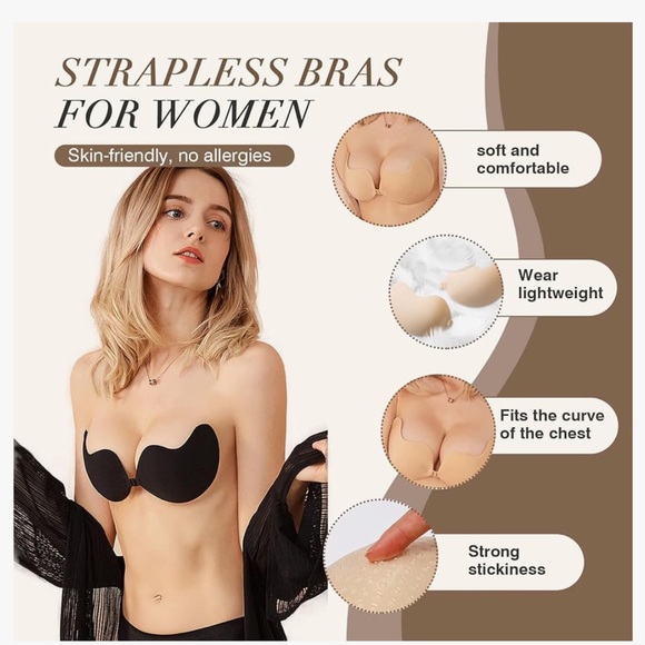 Adhesive Strapless Invisible Push Up Stick on Bras 2 Pair Reusable NEW! B Cup - Picture 3 of 10
